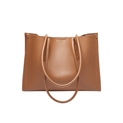 Large Capacity Leather Commuter Tote Bag-0