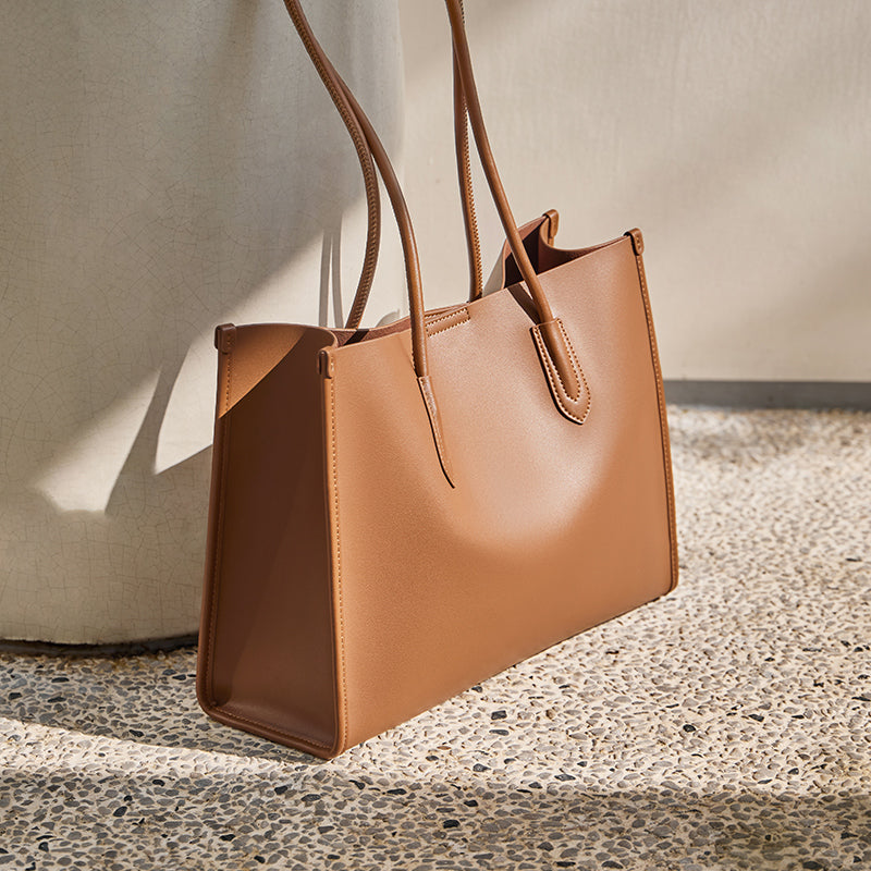 Large Capacity Leather Commuter Tote Bag-3