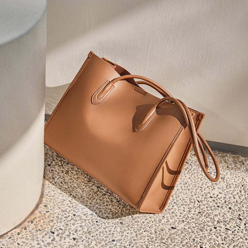 Large Capacity Leather Commuter Tote Bag-4