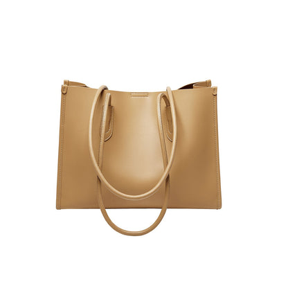 Large Capacity Leather Commuter Tote Bag-5