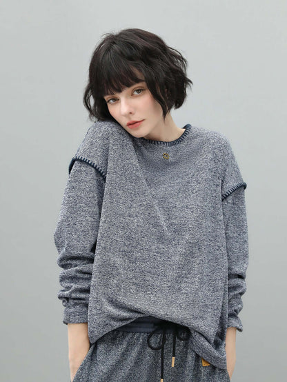 Long Sleeve Tee with Contrast Stitching-0