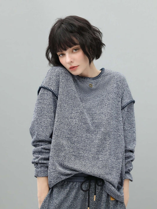 Long Sleeve Tee with Contrast Stitching-0