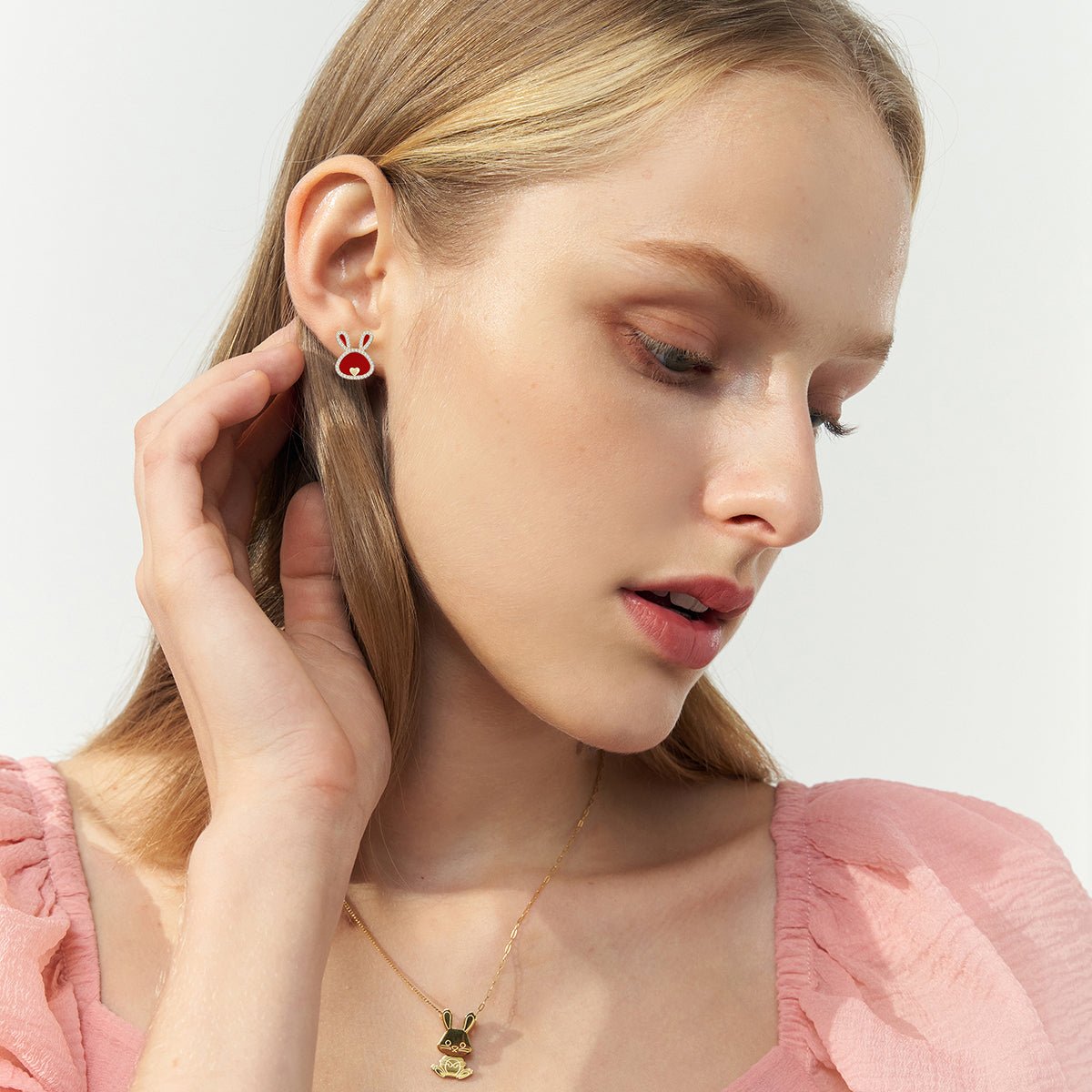 Love Rabbit Year Red Earrings-3