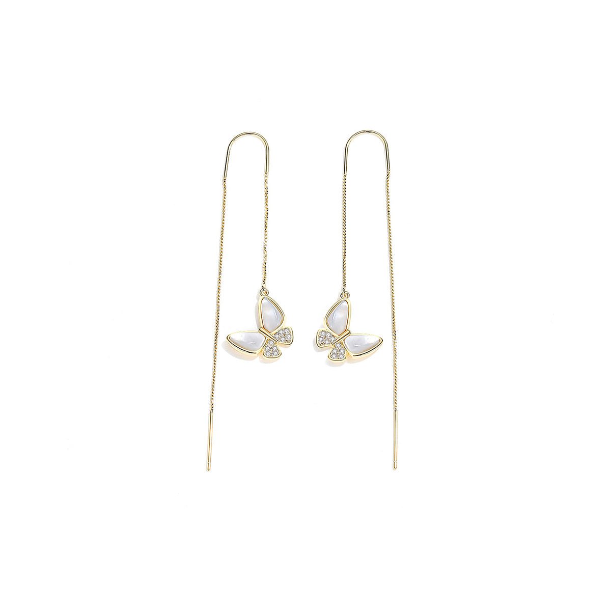 Lustrous Butterfly Gold Earrings-0