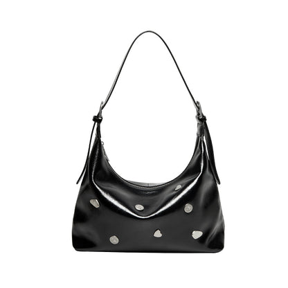 Metallic Studded Leather Underarm Bag-0