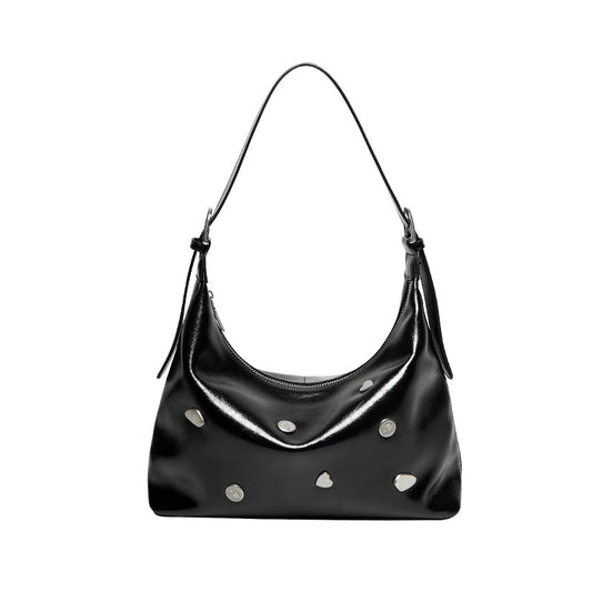 Metallic Studded Leather Underarm Bag-0