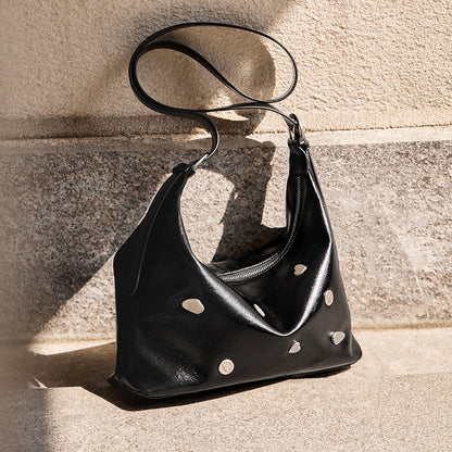 Metallic Studded Leather Underarm Bag-4