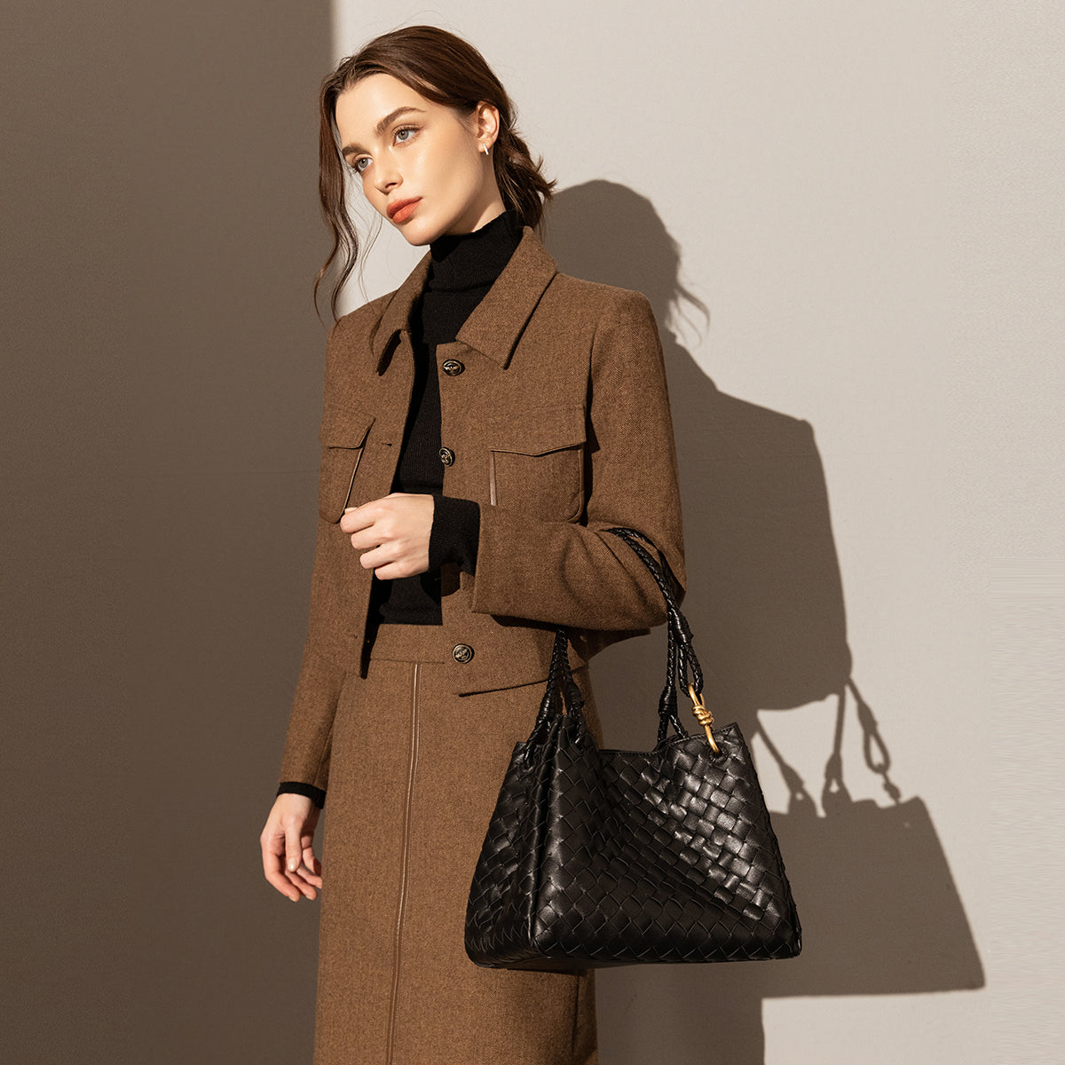 Milton Woven Leather Tote Bag-4