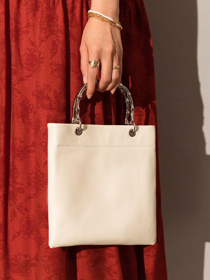 Minimalistic Square Structured Top Handle Bag-5