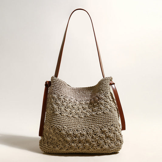 Lightweight Natural Straw Woven Tote Bag-0