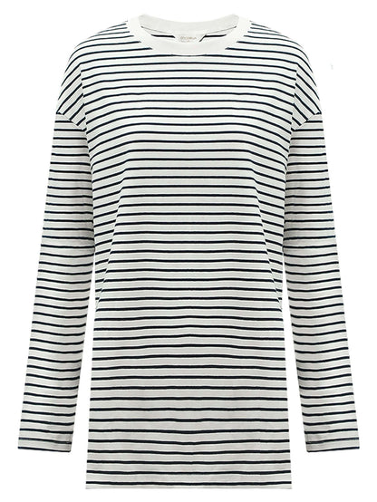 Nonchalant Black and White Striped Long Sleeve Tee-3
