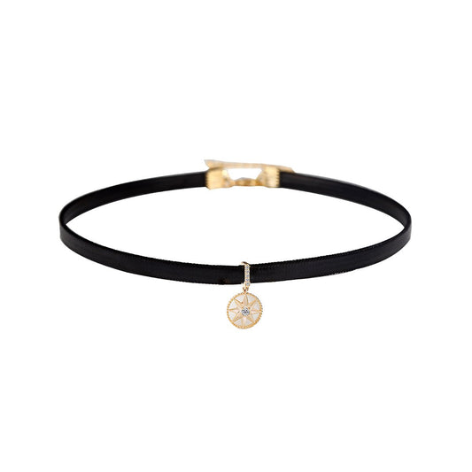 Octagonal Star Compass Black Choker-0