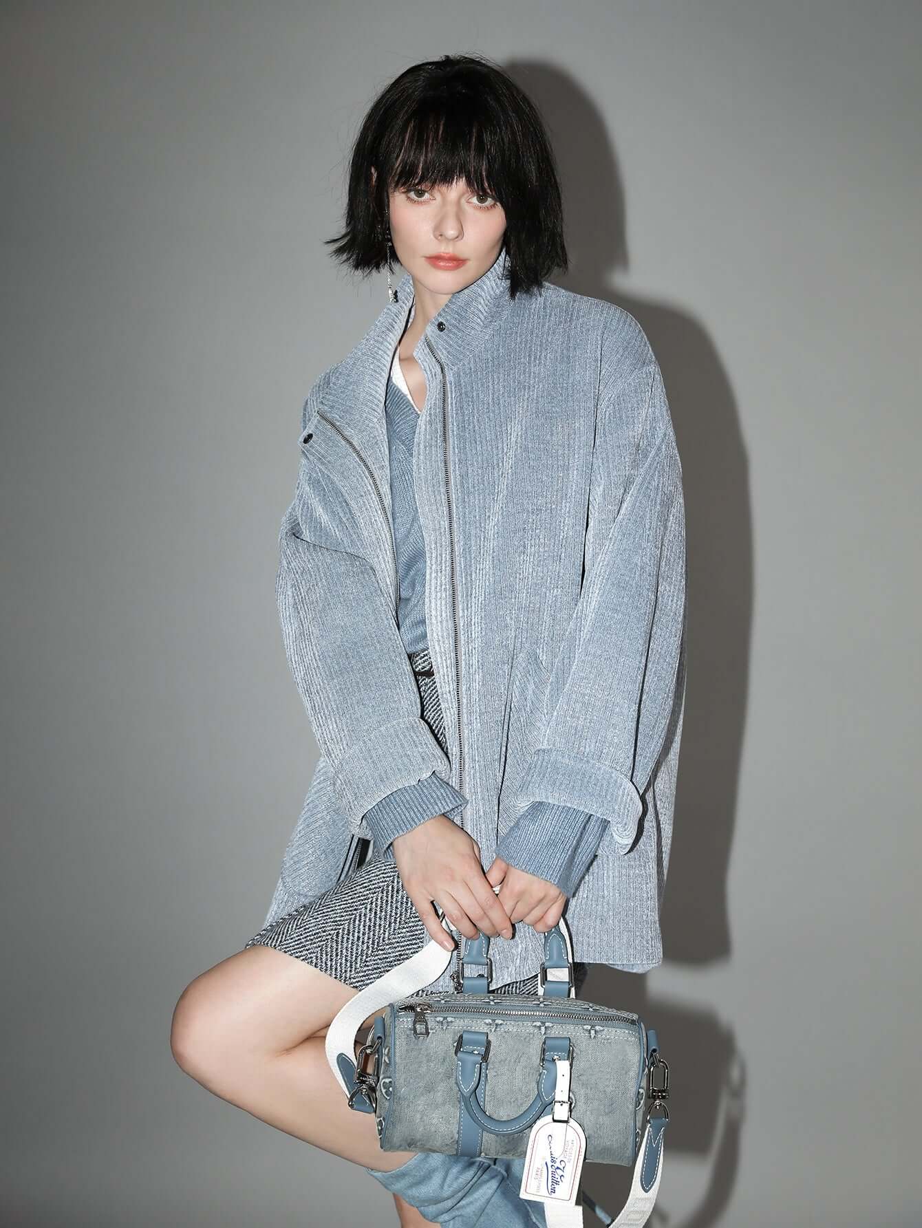 Powder Blue Chenille Coat-2