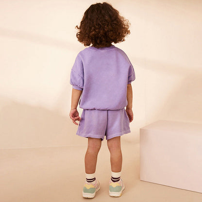 Set aus kurzärmligem T-Shirt und Shorts mit Tier-Cartoon-Muster für Mädchen im europäischen und amerikanischen Stil für den Sommer