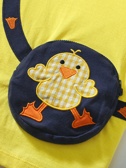 Summer Girls Ducks Cartoon T-Shirt And Pants 2-Piece Set