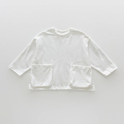 Herbst Ankunft Baby Kinder Unisex Bequeme Einfarbige Taschen Langarm Top