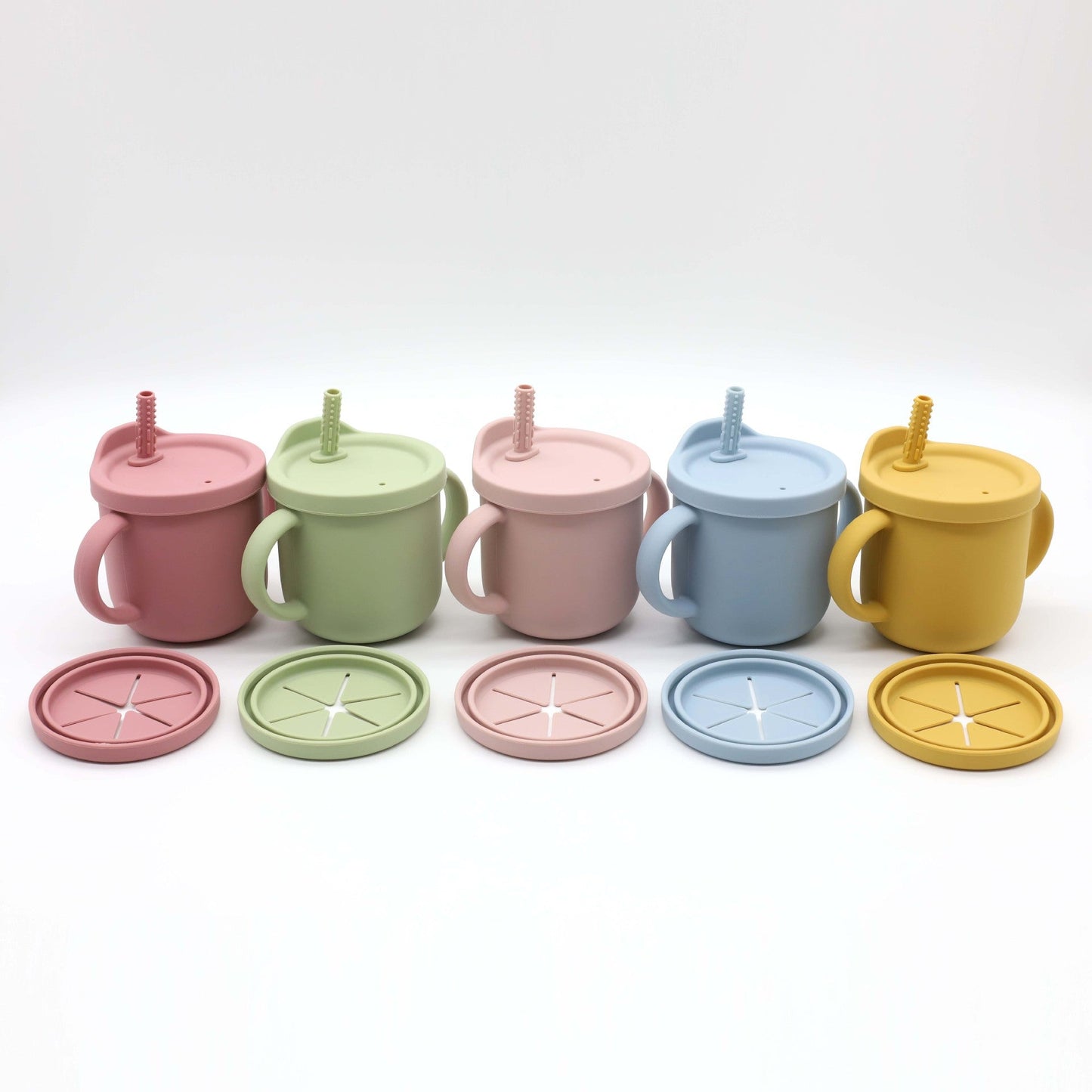 Baby-Trinkbecher aus Silikon mit Tropf- und Verschüttschutz, binaurales Lernen 