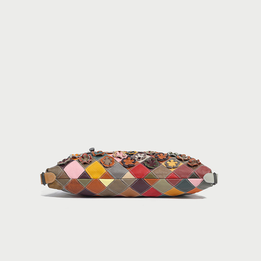 Rainbow Floral Leather Tote Bag-4