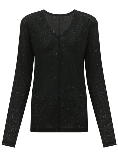 Reversible Black Starry Sequin Knit Sweater-3