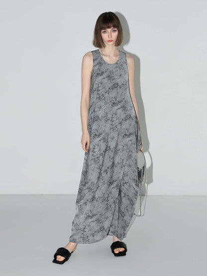 Serene Zen Tie-Dye Print Tank Dress-0