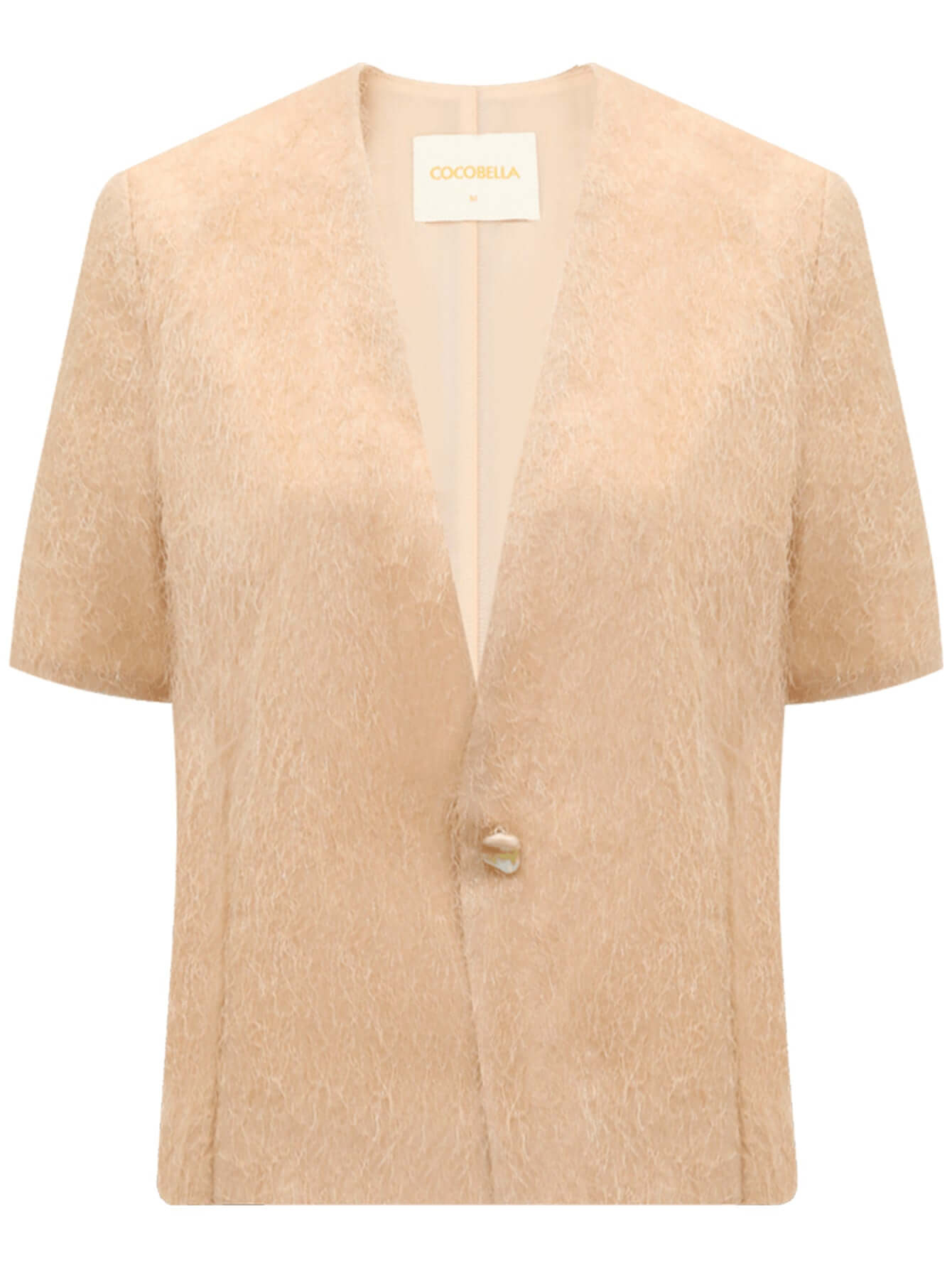 Shimmering Orange Collarless Blazer-3