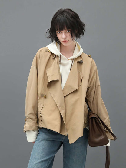 Short Khaki Trench Coat-0
