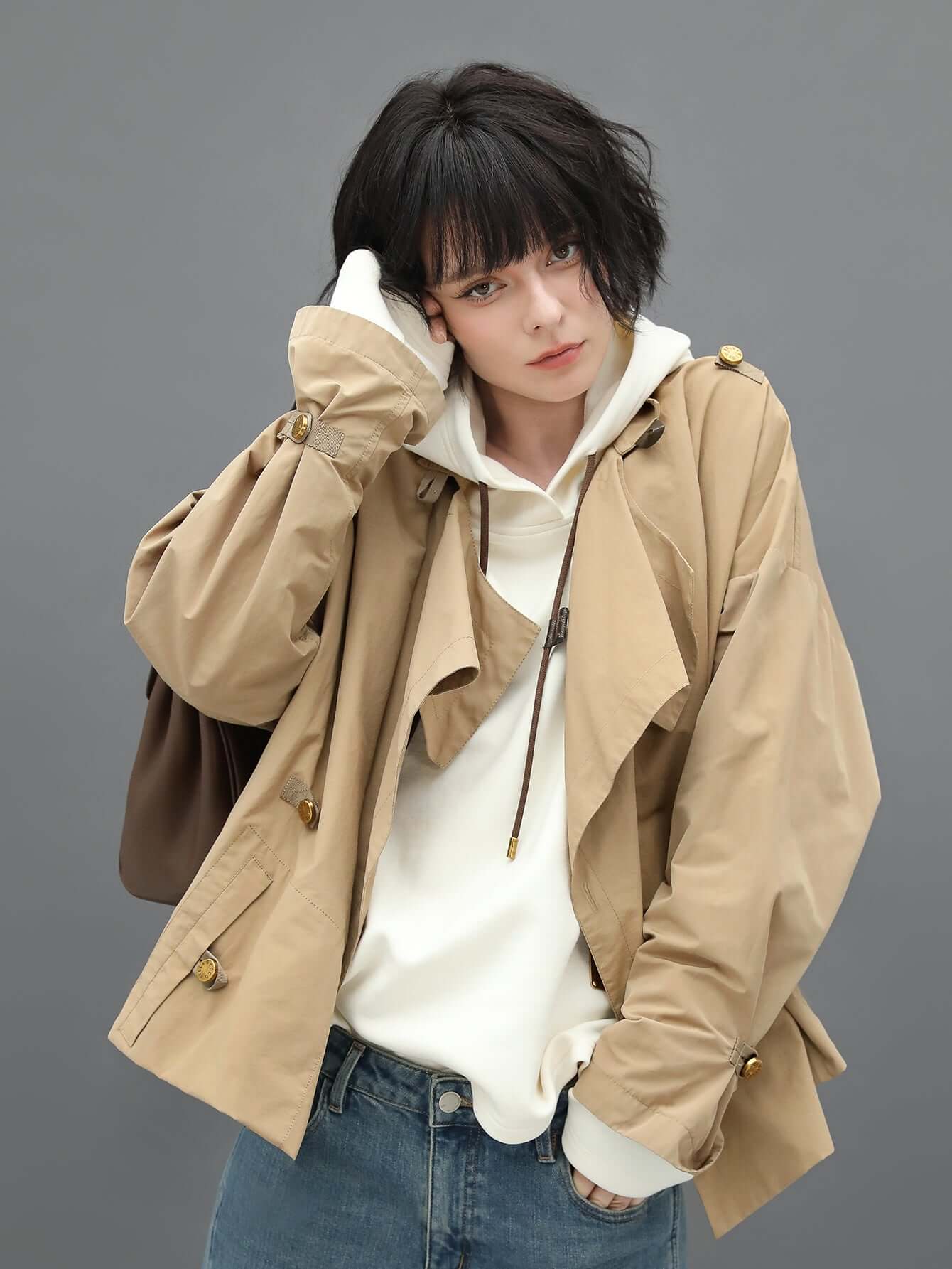Short Khaki Trench Coat-2