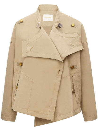 Short Khaki Trench Coat-3