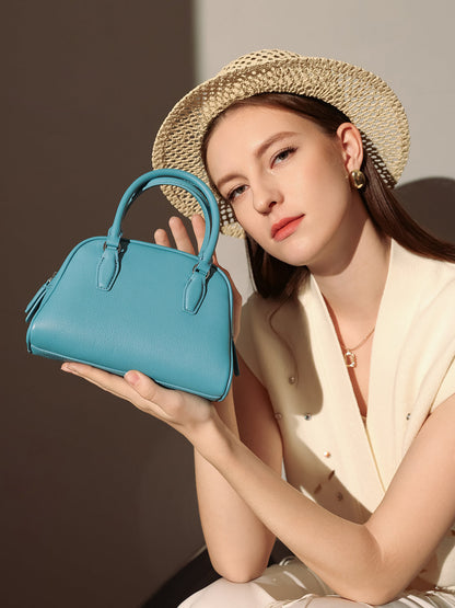 Simple Leather Bowling Bag-3