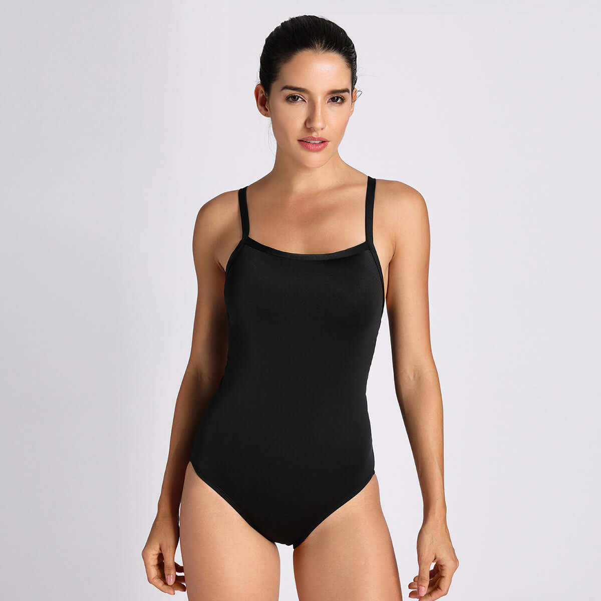 Sleek Solid Elite Training Athletic One Piece Swimsuit-0