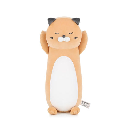 Sleepy Cat Long Cushion Orange Stuffed Plush Toy-0
