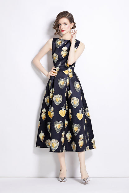 Sleeveless High Waisted A Line Tea Dress-1