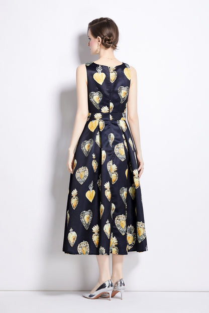 Sleeveless High Waisted A Line Tea Dress-3