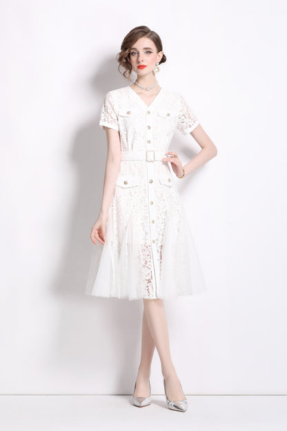 Slim Fit Long Sleeve Buckle Waist Mermaid Dress-5