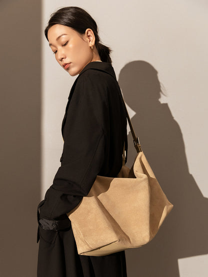 Slouchy Suede Leather Shoulder Bag-2