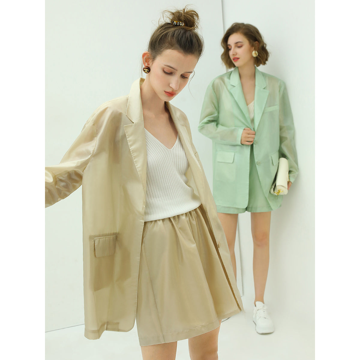 Soft High-Rise Beige Shorts-2