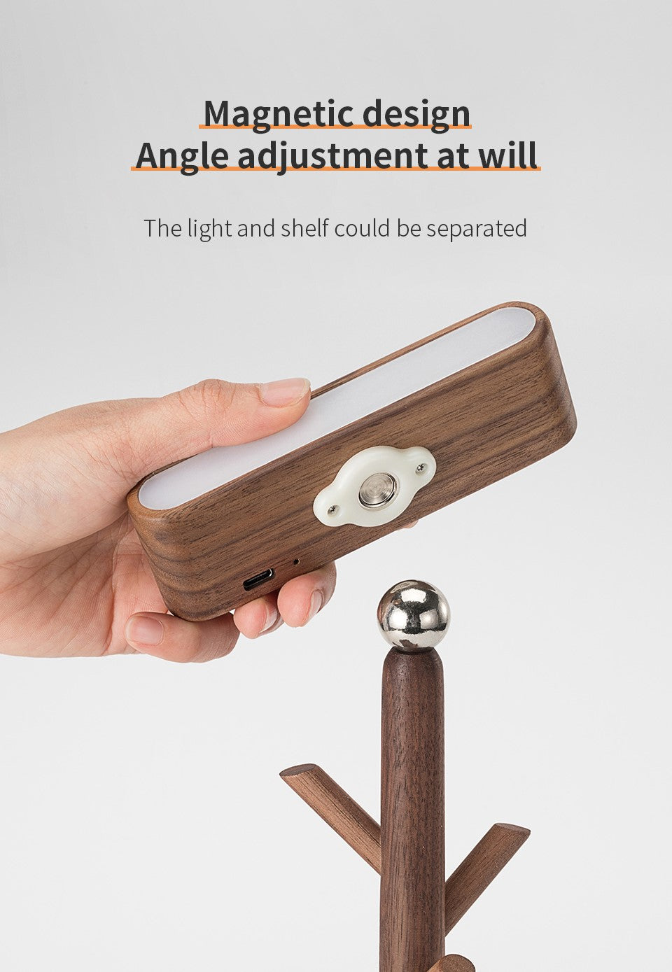 Solid Wood Detachable LED Small Table Lamp with Rack Organizer-2