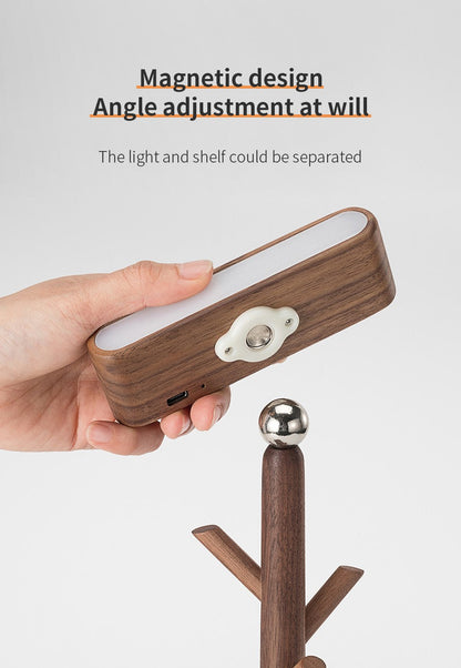 Solid Wood Detachable LED Small Table Lamp with Rack Organizer-2