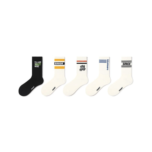 Stay Wild All-season Unisex 5pcs Crew Socks Set-0
