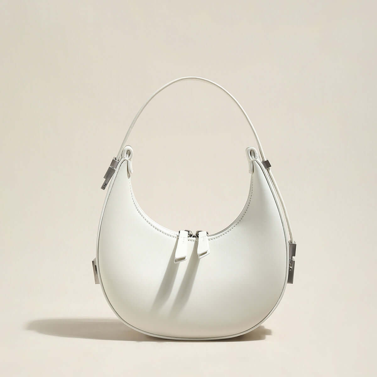 Structured Leather Crescent Moon Bag-5