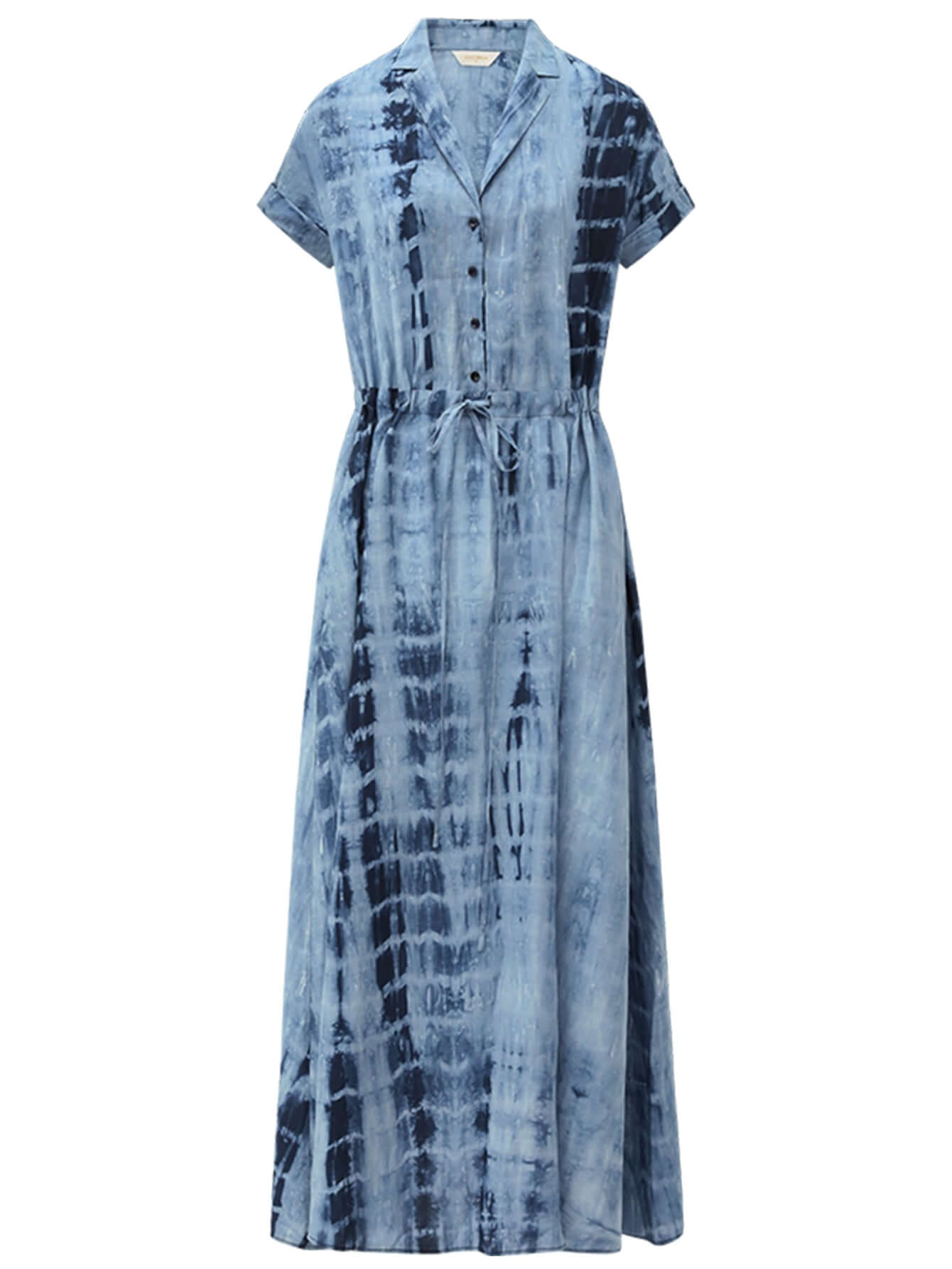 Summery Tie Dye Flowy Blue Shirt Dress-3