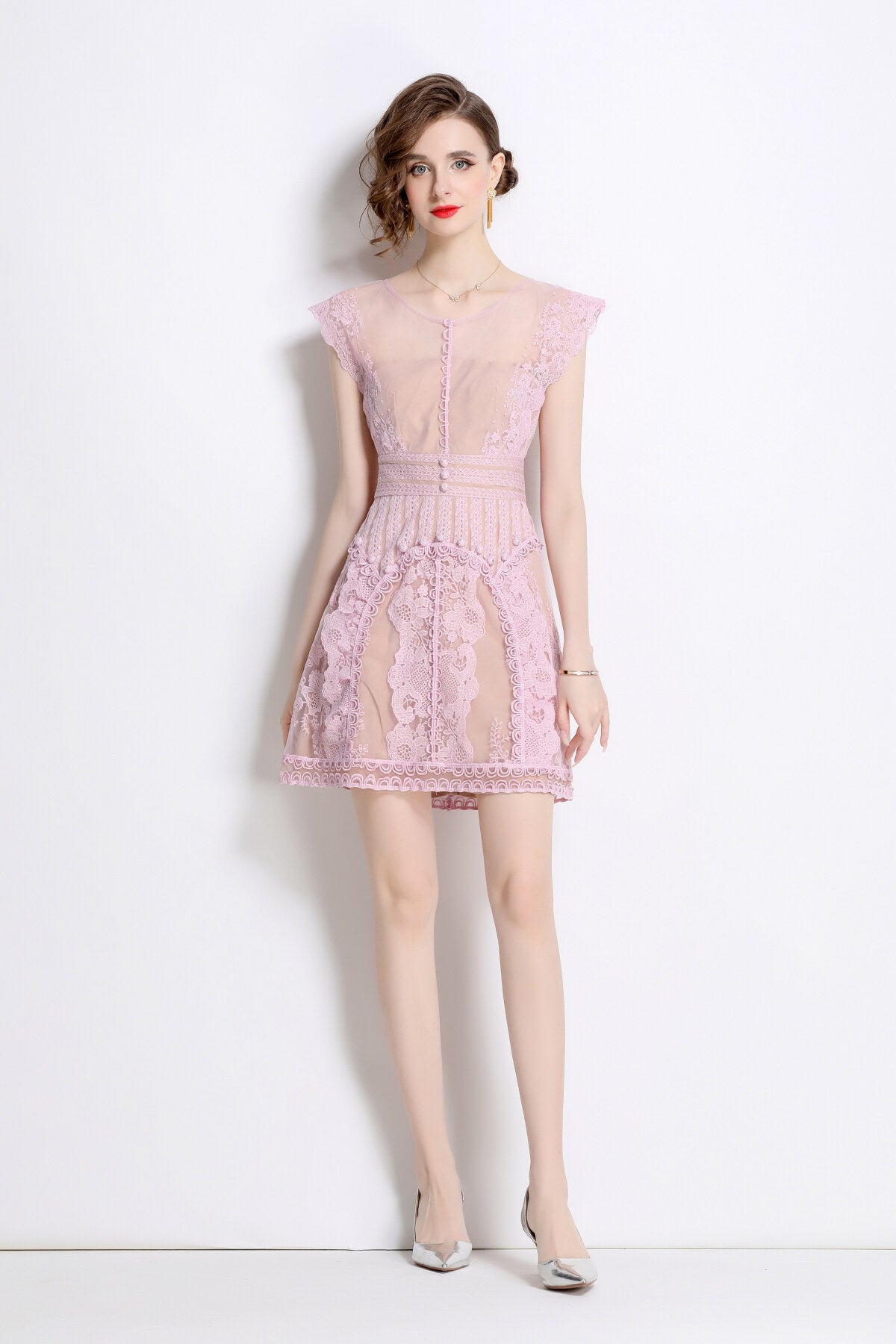 Sweet Floral Form Fitting Mini Dress-4