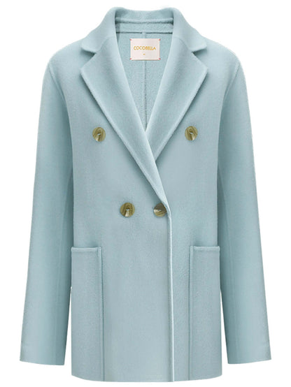 Tailored Powder Blue Double Breasted Wool Coat-3