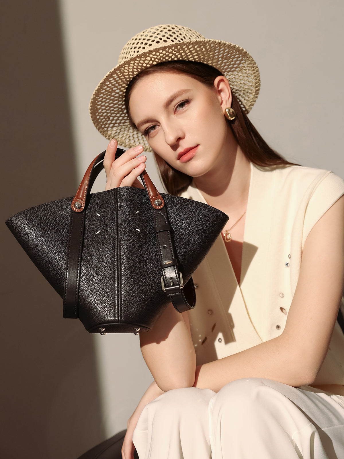 Taormina Trapezoid Top Handle Bag-0