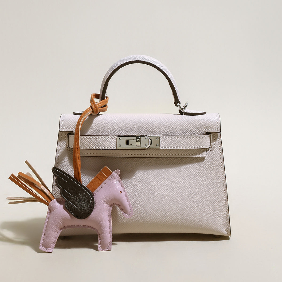 Trendy Petite Top Handle Bag with a Horse Charm-5