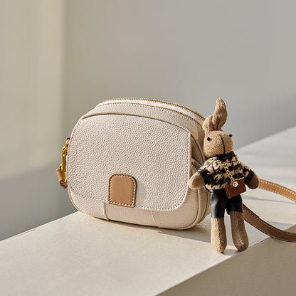 Trendy Rabbit Charm Round Leather Bag-1