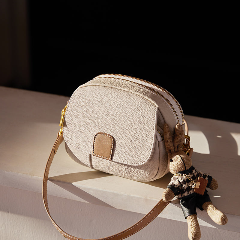 Trendy Rabbit Charm Round Leather Bag-3