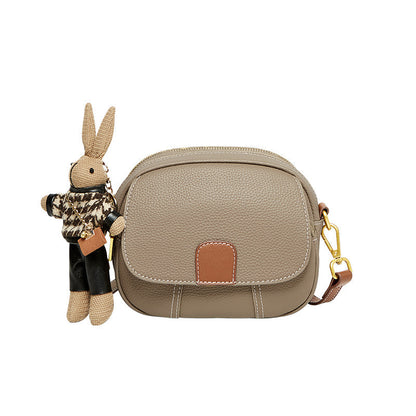 Trendy Rabbit Charm Round Leather Bag-5