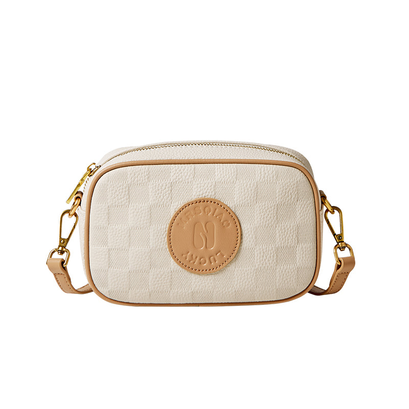 Versatile Checkered Leather Shoulder Bag-0