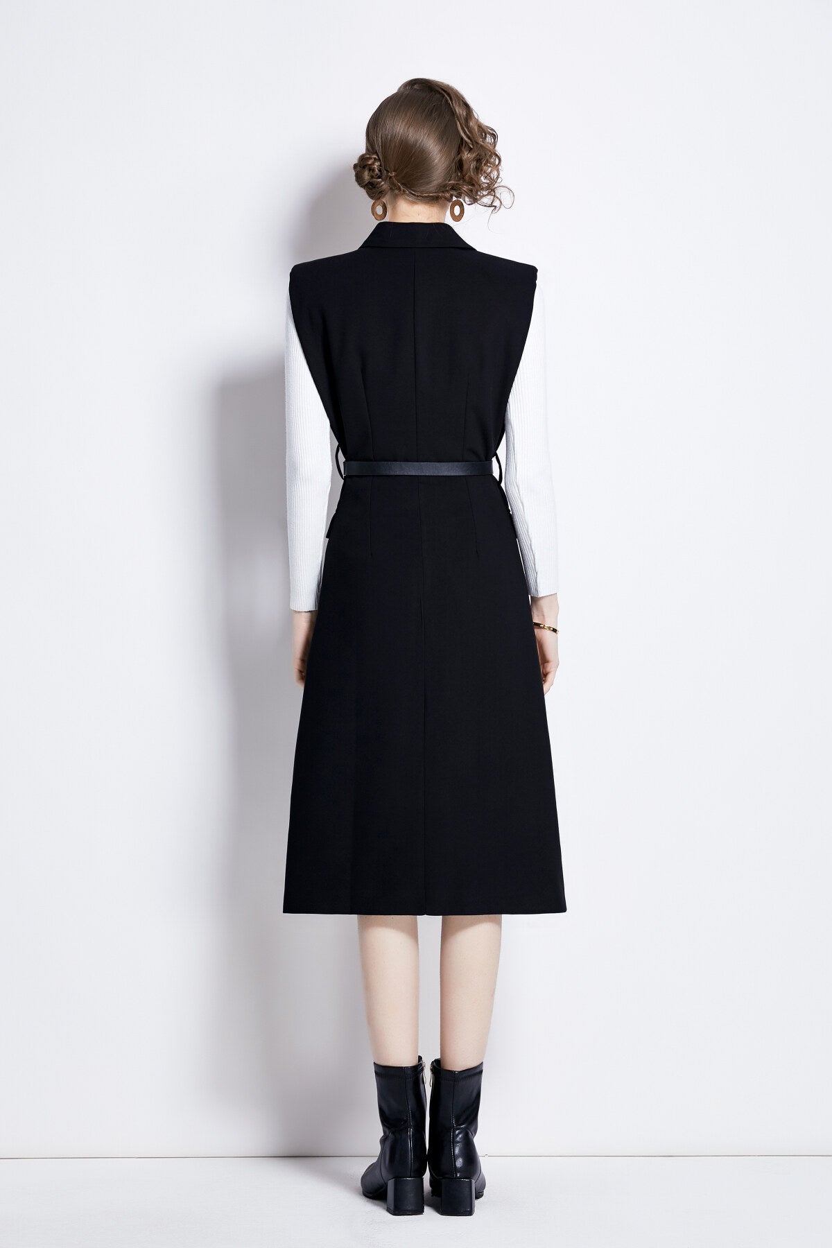 Vintage Double Breasted Blazer Dress with Knitted Undershirt-3